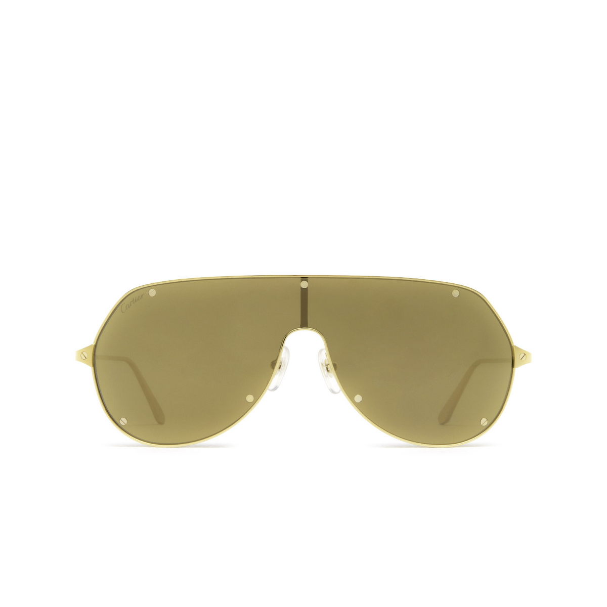 Cartier® Mask Sunglasses: CT0324S color Gold 003 - front view.