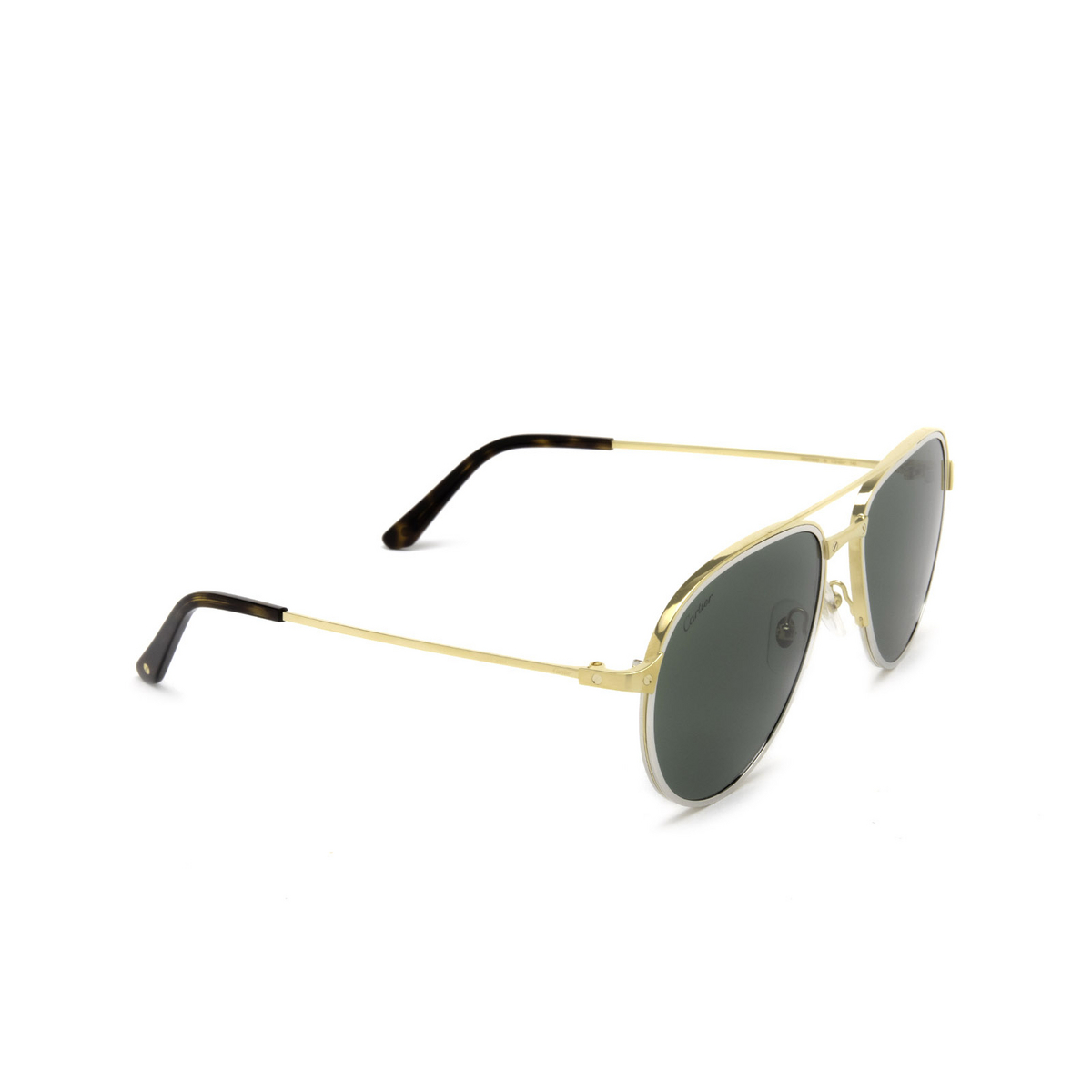 Cartier® Aviator Sunglasses: CT0325S color Gold 006 - three-quarters view.
