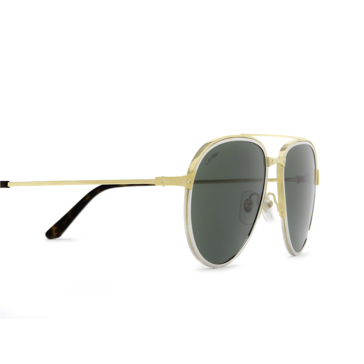 Cartier® Aviator Sunglasses: CT0325S color 006 Gold - 3/4