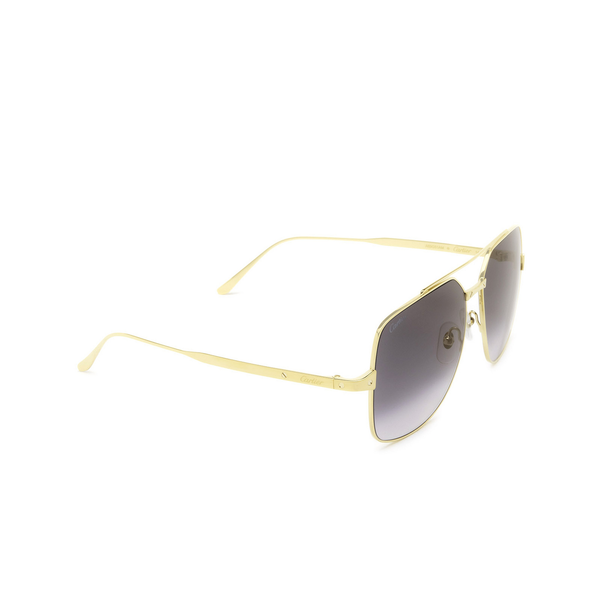 Cartier® Square Sunglasses: CT0329S color Gold 001 - three-quarters view.