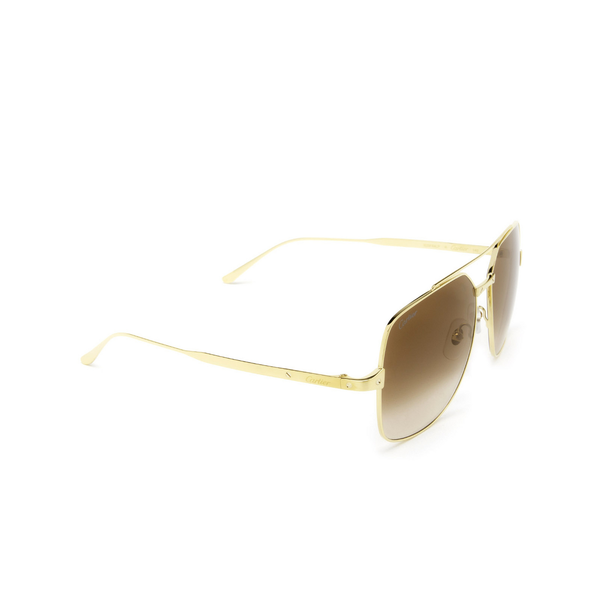 Cartier® Square Sunglasses: CT0329S color Gold 002 - three-quarters view.