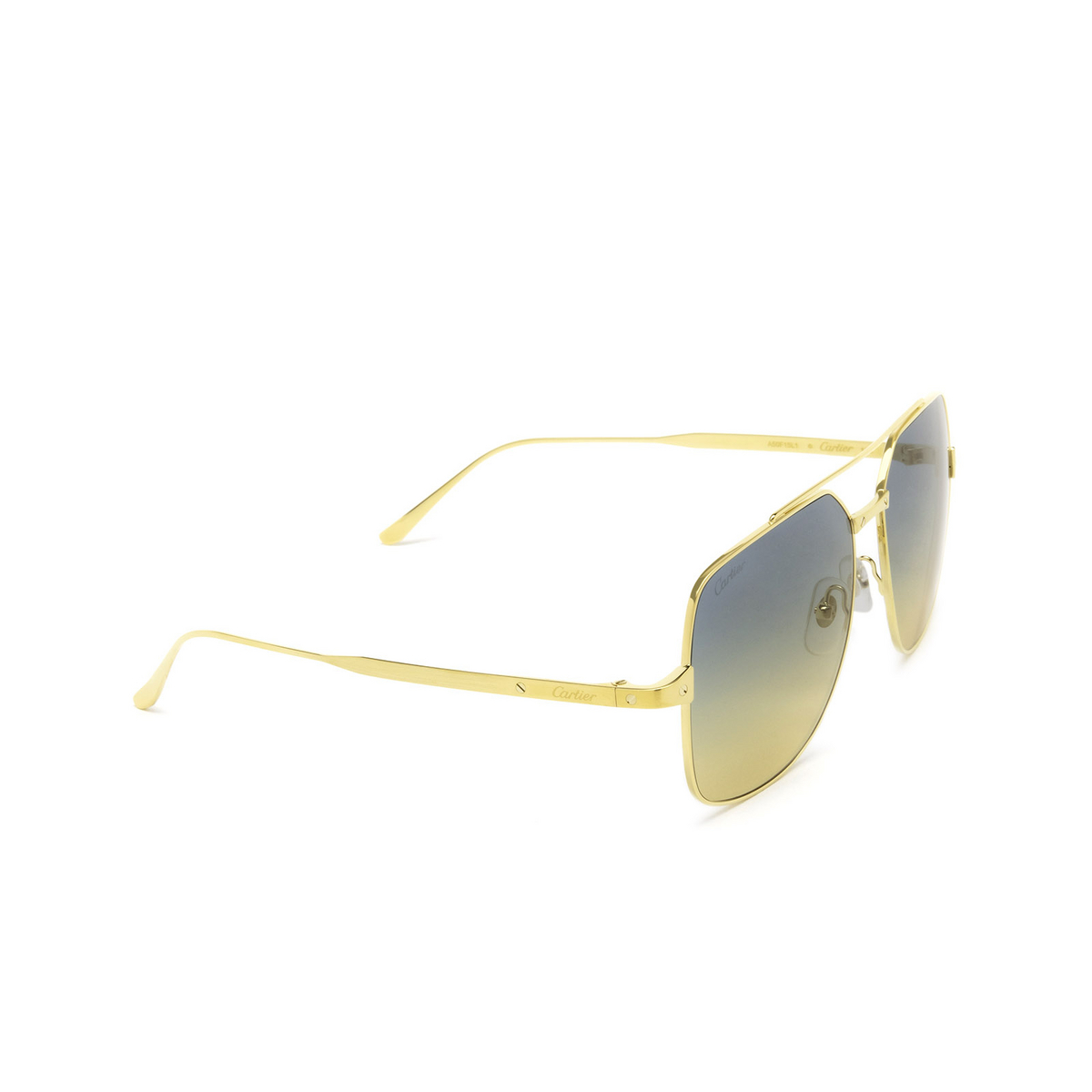 Cartier® Square Sunglasses: CT0329S color Gold 003 - three-quarters view.
