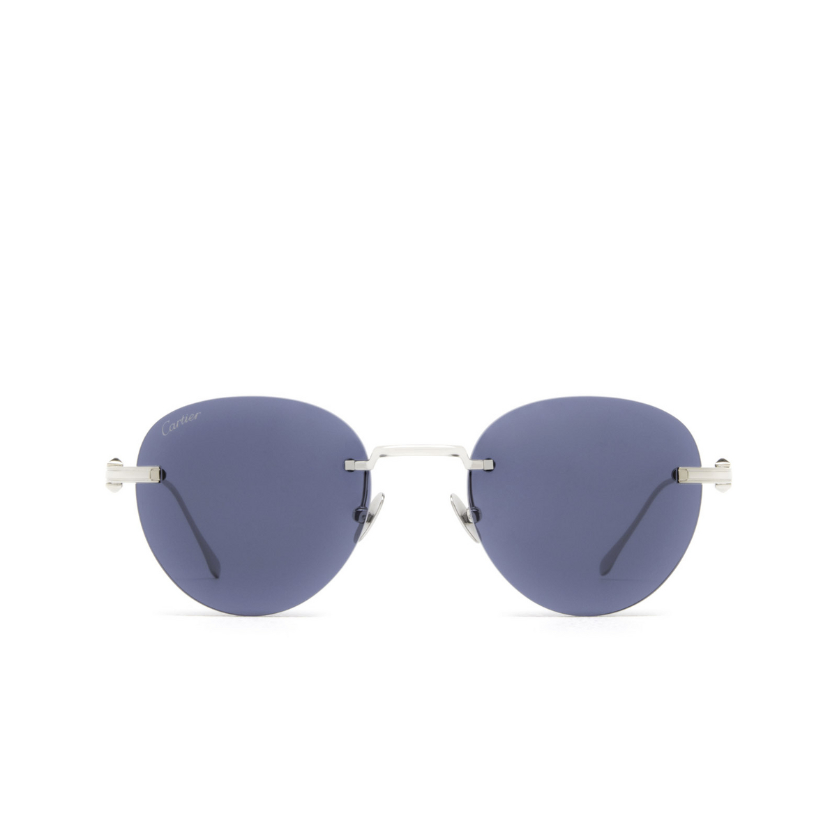 Cartier® Round Sunglasses: CT0331S color Silver 001 - front view.