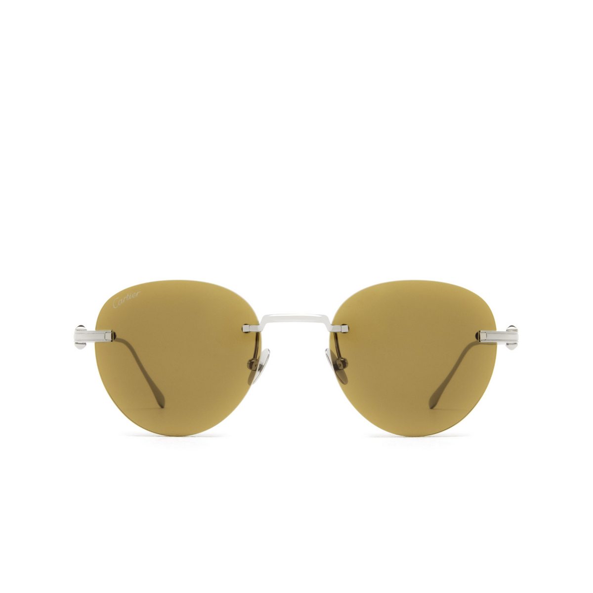 Cartier® Round Sunglasses: CT0331S color 003 Ruthenium - front view