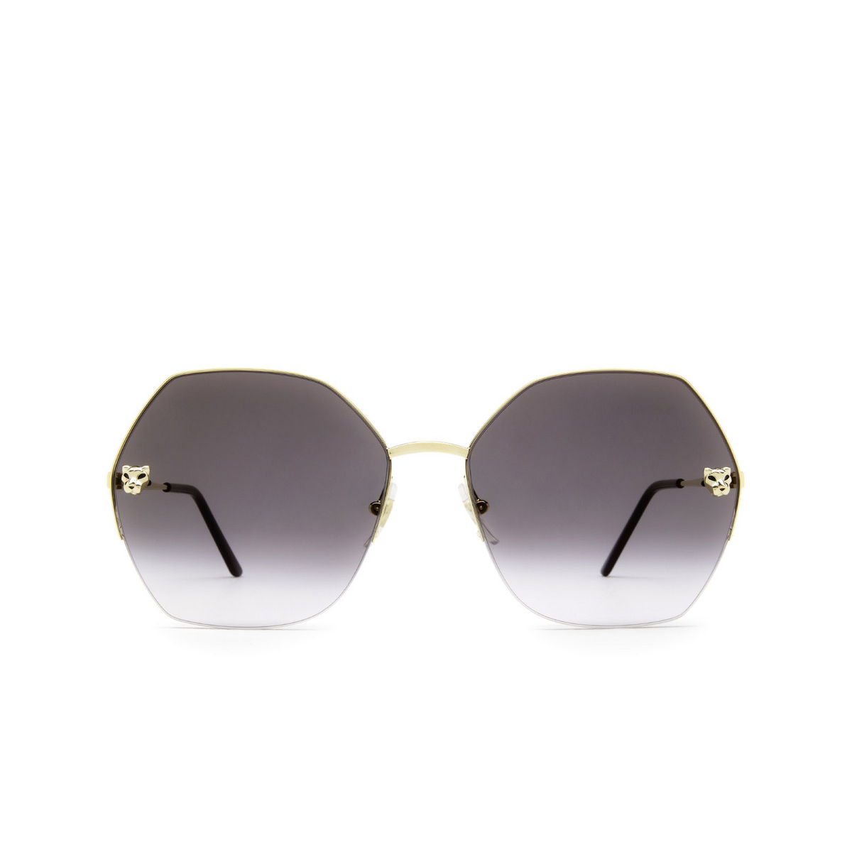 Cartier® Irregular Sunglasses: CT0332S color Gold 001 - front view.