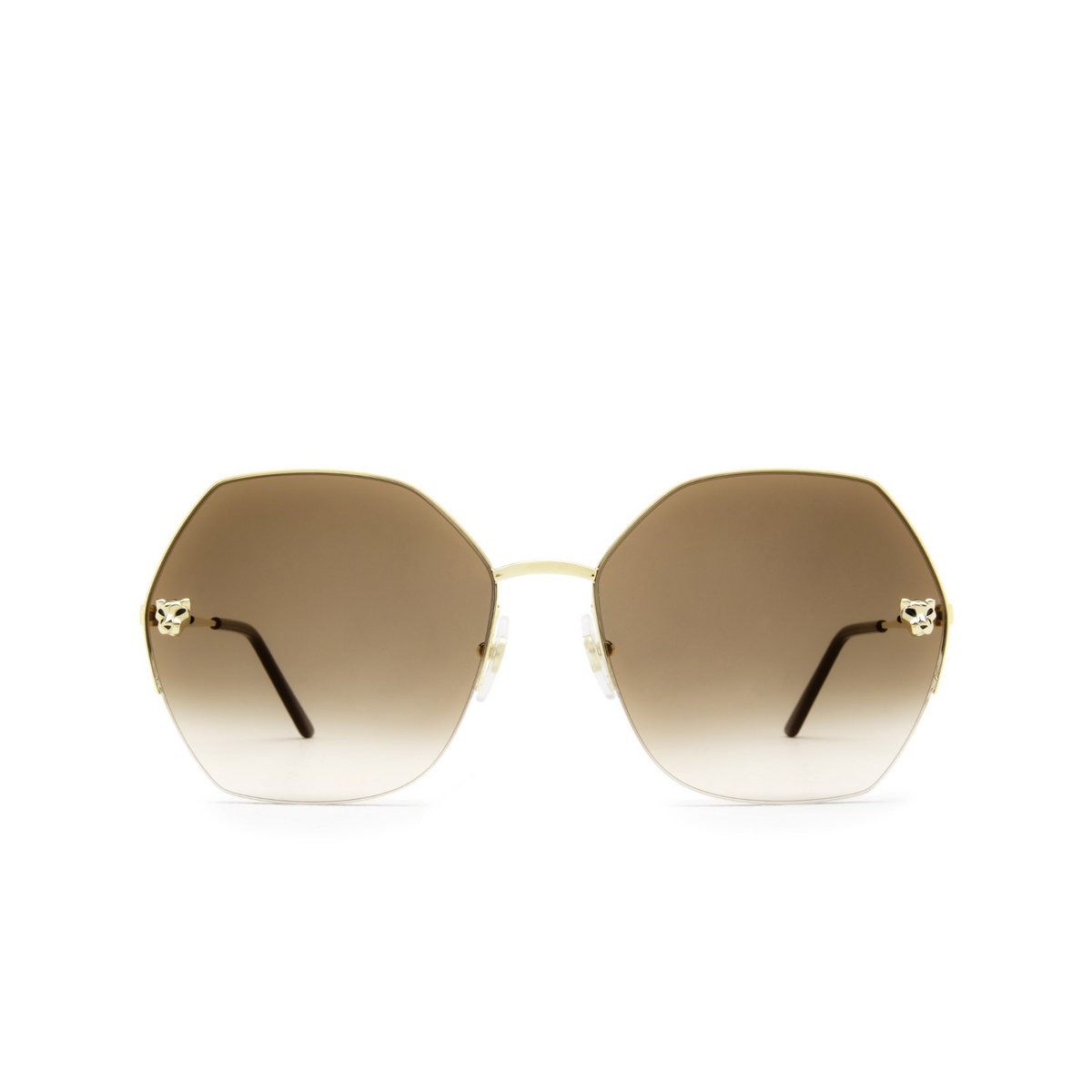 Cartier® Irregular Sunglasses: CT0332S color Gold 002 - front view.
