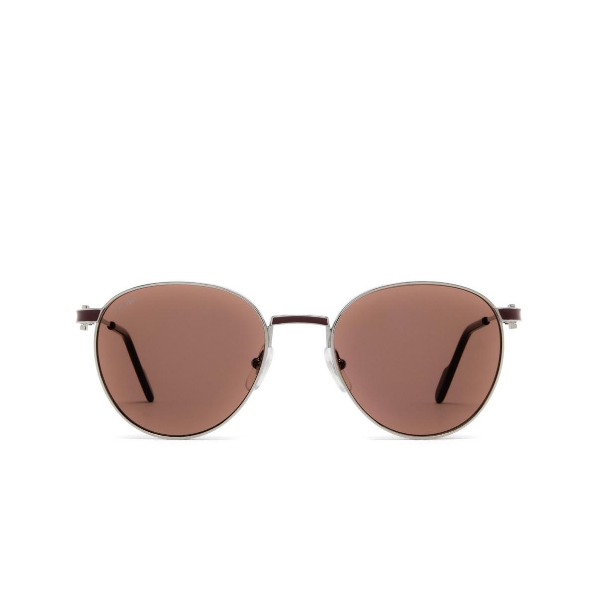Cartier® Round Sunglasses: CT0335S color Ruthenium 003 - front view.