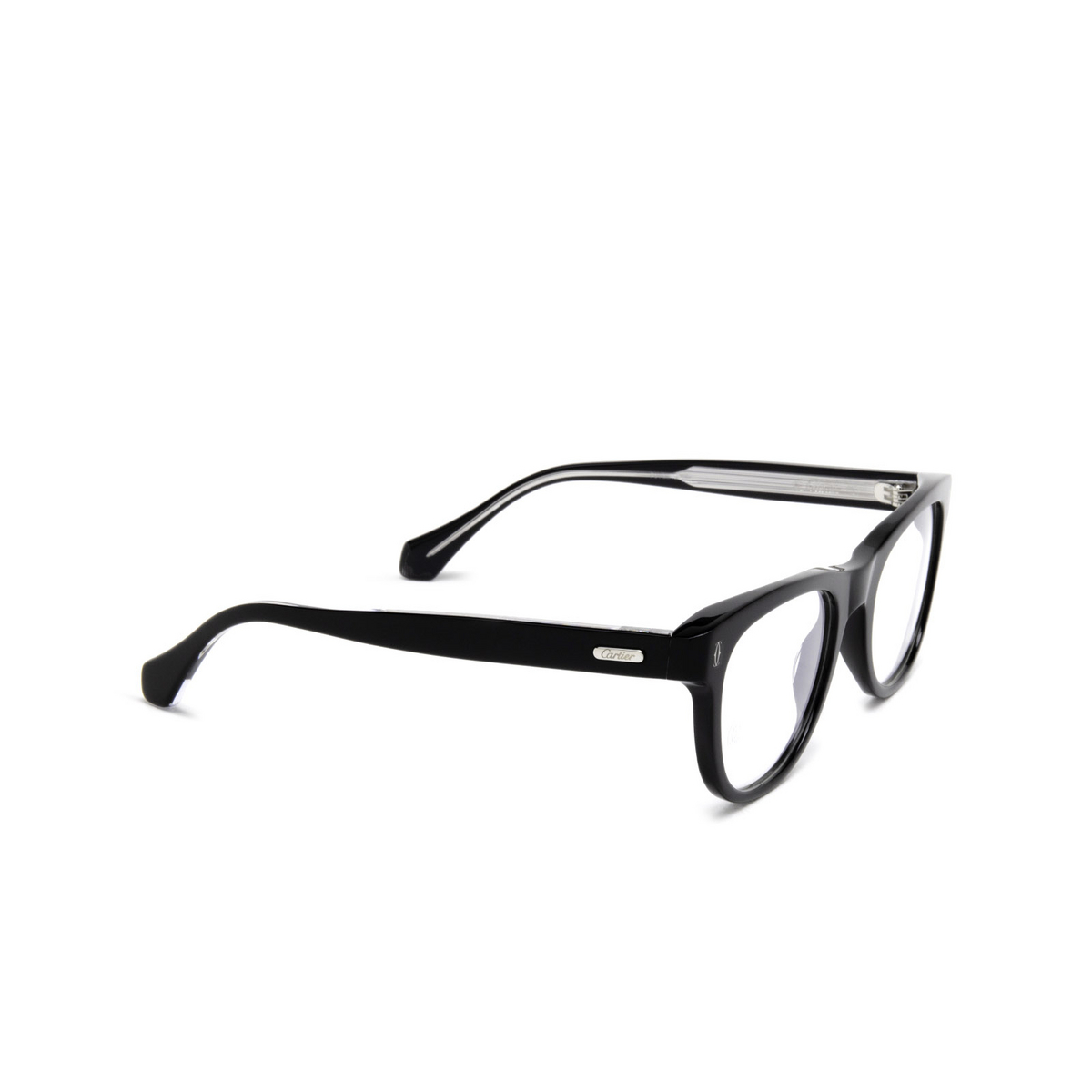 Cartier® Square Eyeglasses: CT0340O color 004 Black - three-quarters view