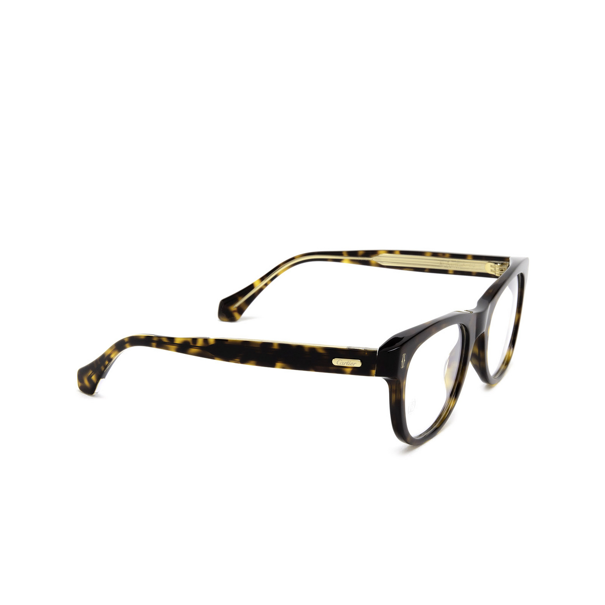 Cartier® Square Eyeglasses: CT0340O color 005 Havana - three-quarters view