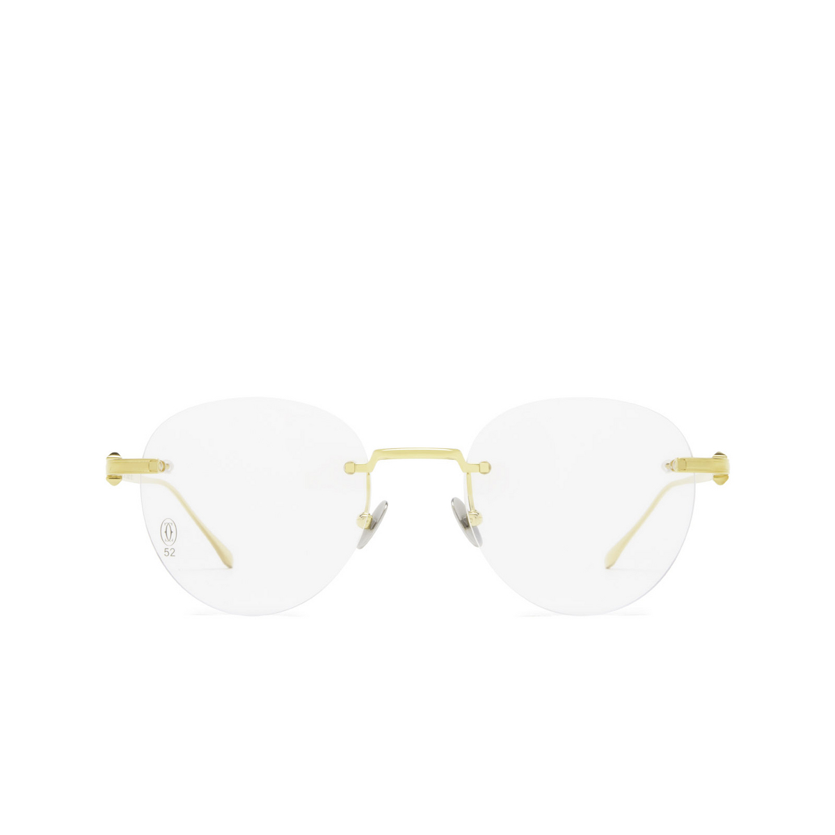 Cartier® Round Eyeglasses: CT0342O color Gold 002 - front view.