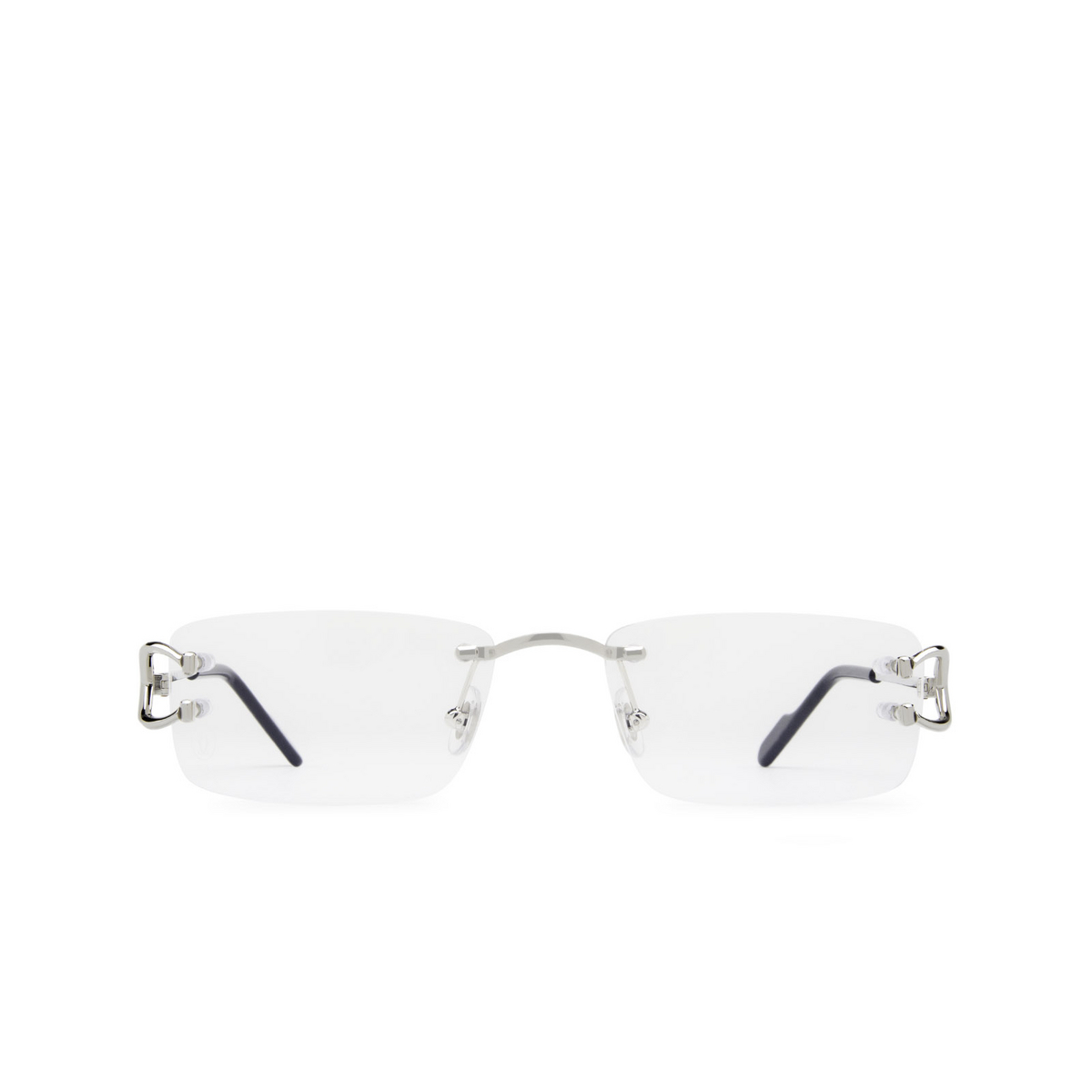 Cartier® Rectangle Eyeglasses: CT0344O color 002 Silver - front view