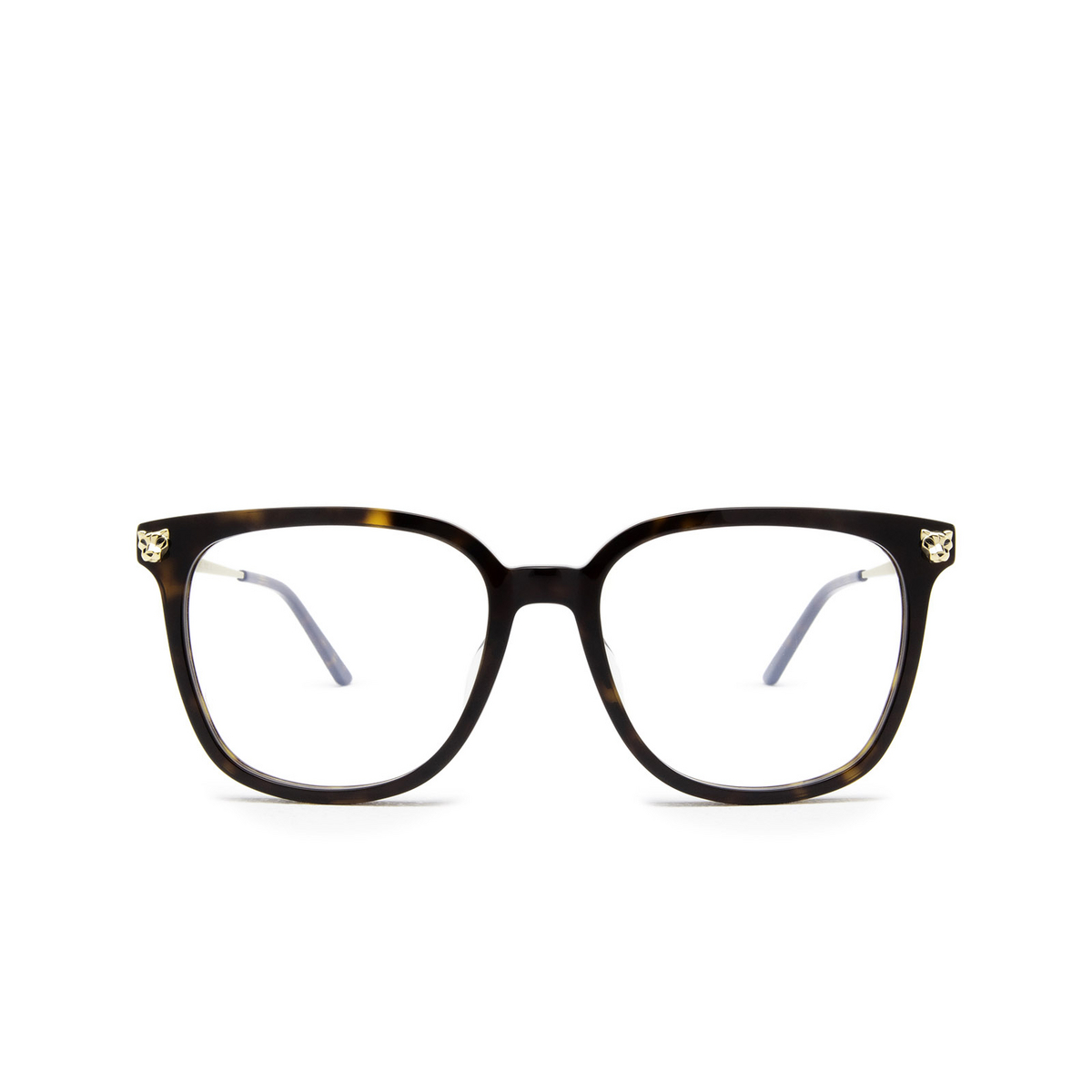 Cartier® Square Eyeglasses: CT0346O color 002 Havana - front view