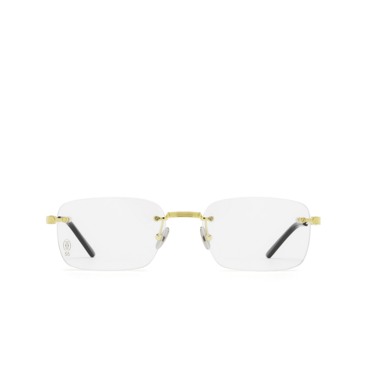 Cartier® Rectangle Eyeglasses: CT0349O color Gold 001 - front view.