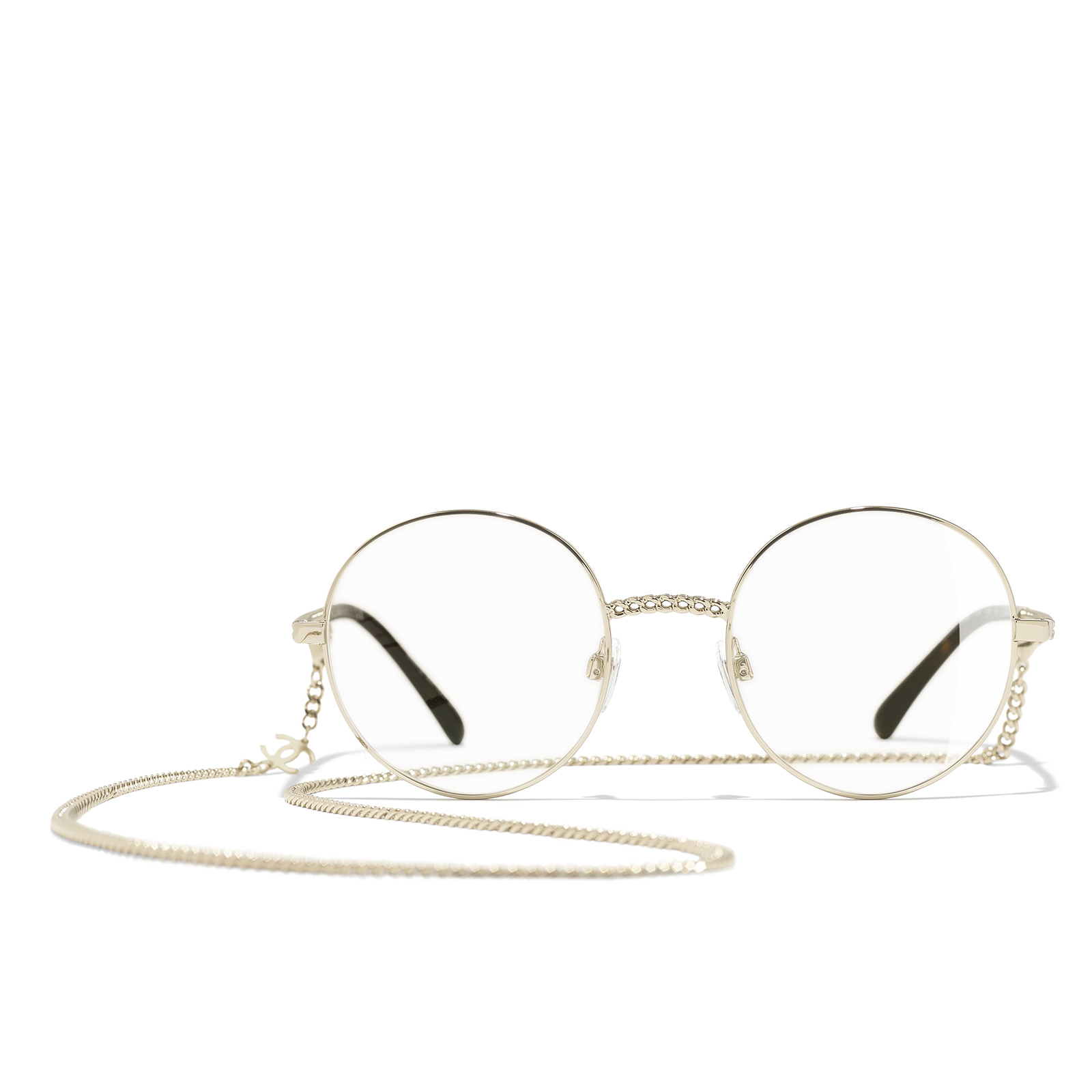CHANEL round Eyeglasses C395 Gold - front view