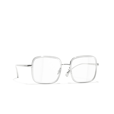 CHANEL square Eyeglasses c124b silver - three-quarters view