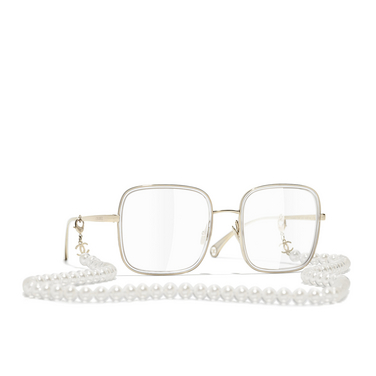 CHANEL square Eyeglasses C395 gold - three-quarters view