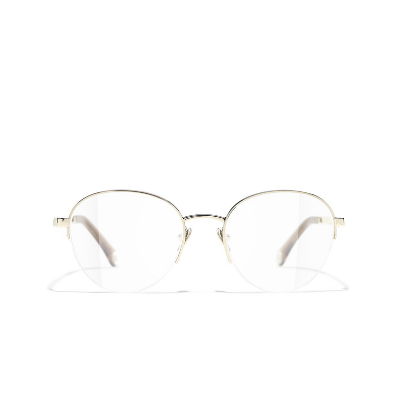 CHANEL round Eyeglasses C463 gold & brown