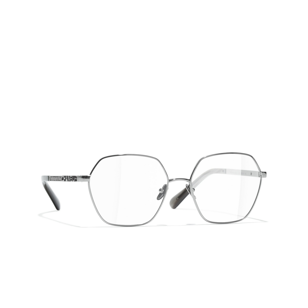 CHANEL square Eyeglasses C108 Dark Silver - three-quarters view
