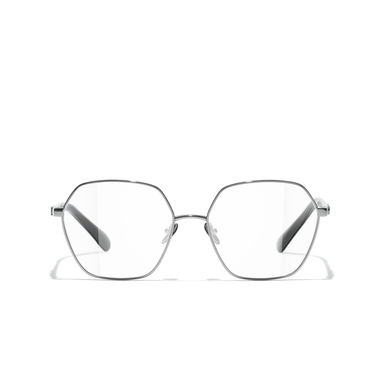 CHANEL round Eyeglasses C108 dark silver