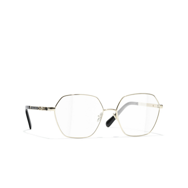 CHANEL round Eyeglasses C134 gold - three-quarters view