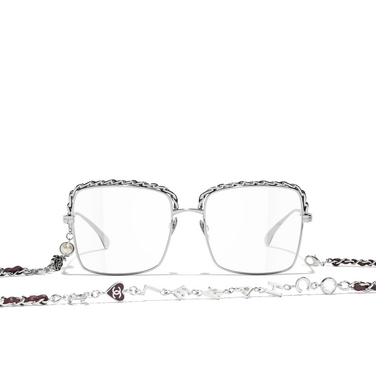 CHANEL square Eyeglasses C124 silver & burgundy - front view