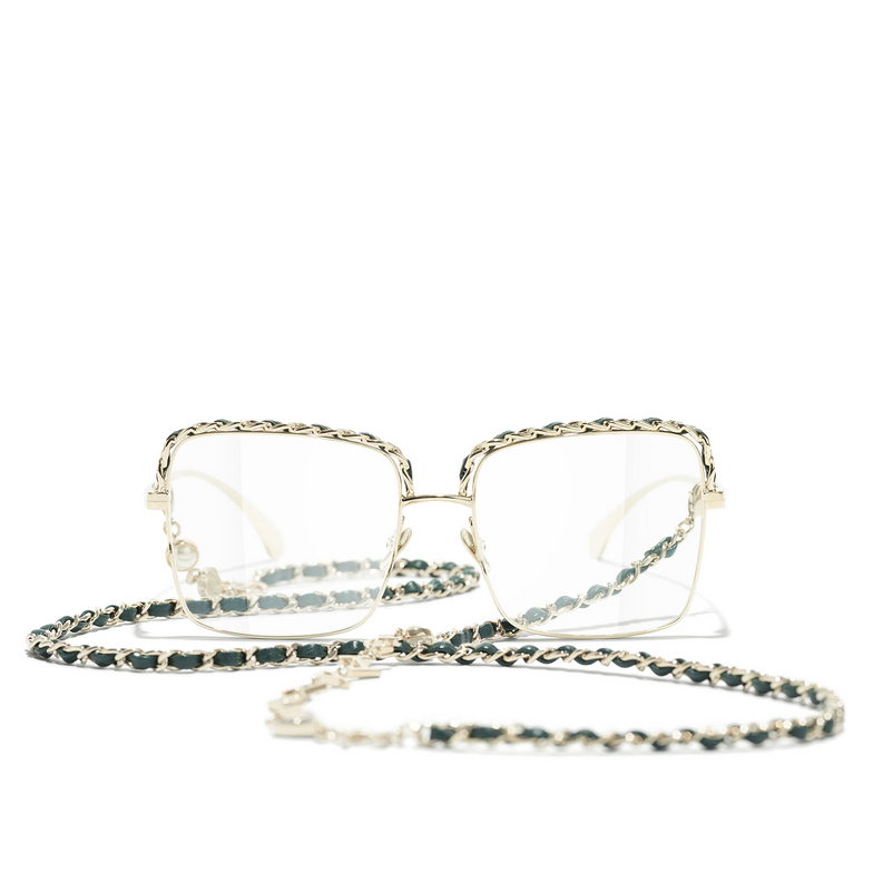 CHANEL square Eyeglasses C468 gold & green