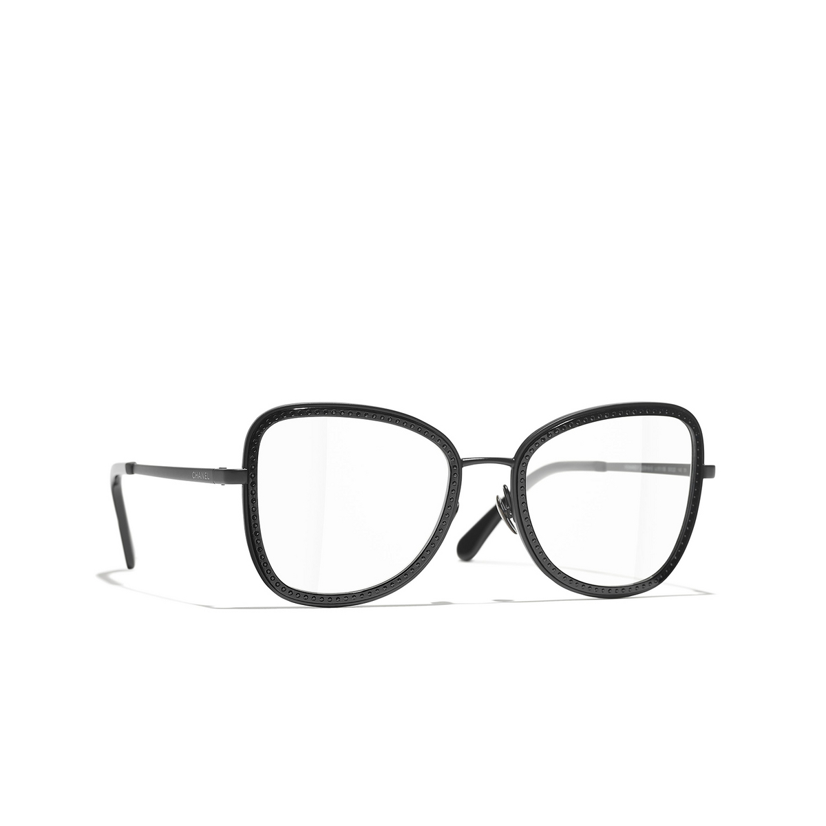 CHANEL square Eyeglasses C101 Black - three-quarters view