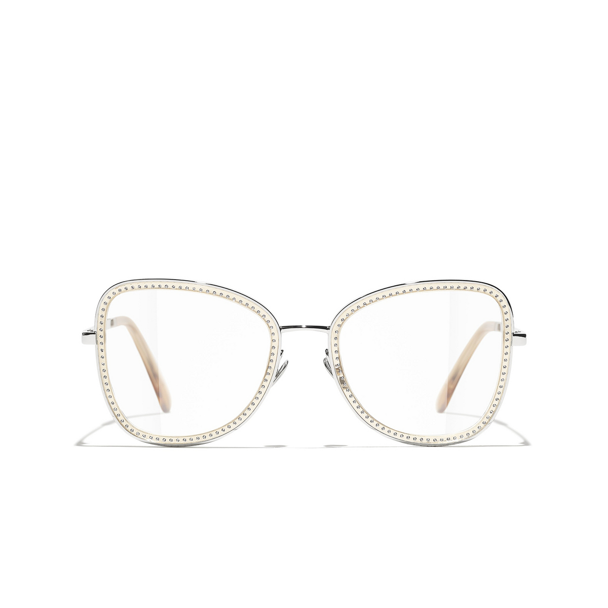 CHANEL square Eyeglasses C124 Silver - front view