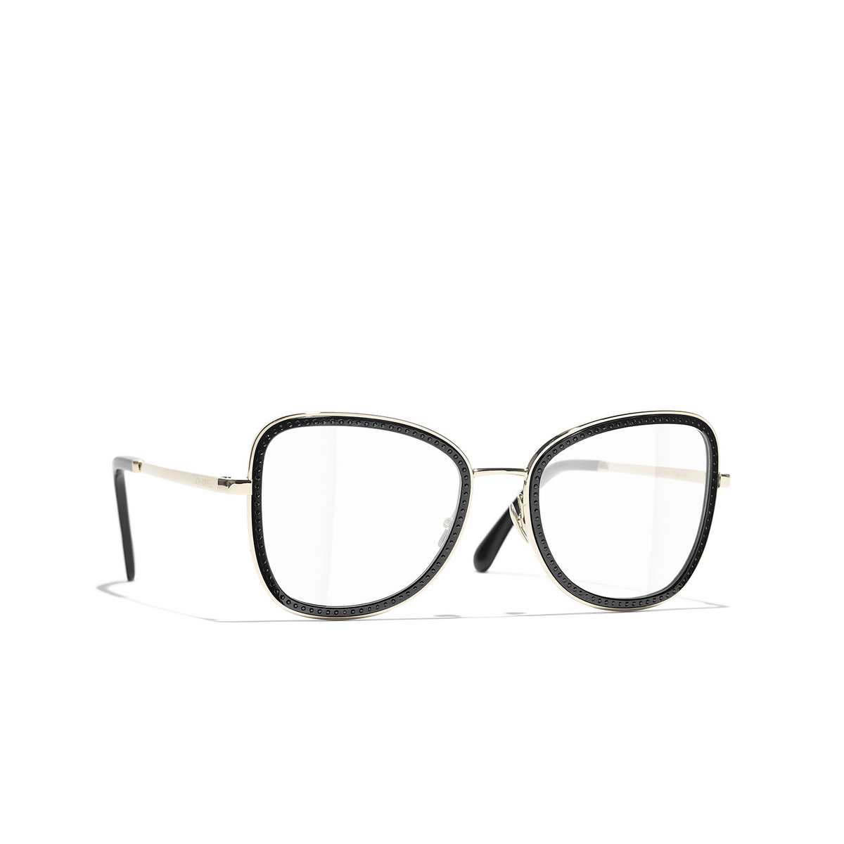 CHANEL square Eyeglasses C395 Gold - three-quarters view