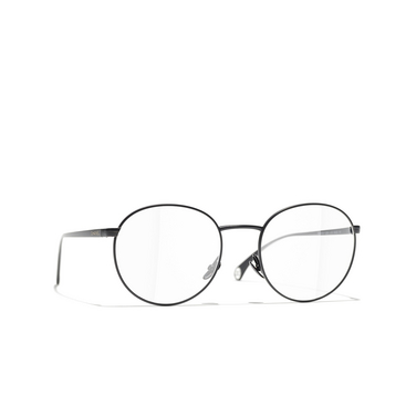CHANEL oval Eyeglasses C101 black - three-quarters view