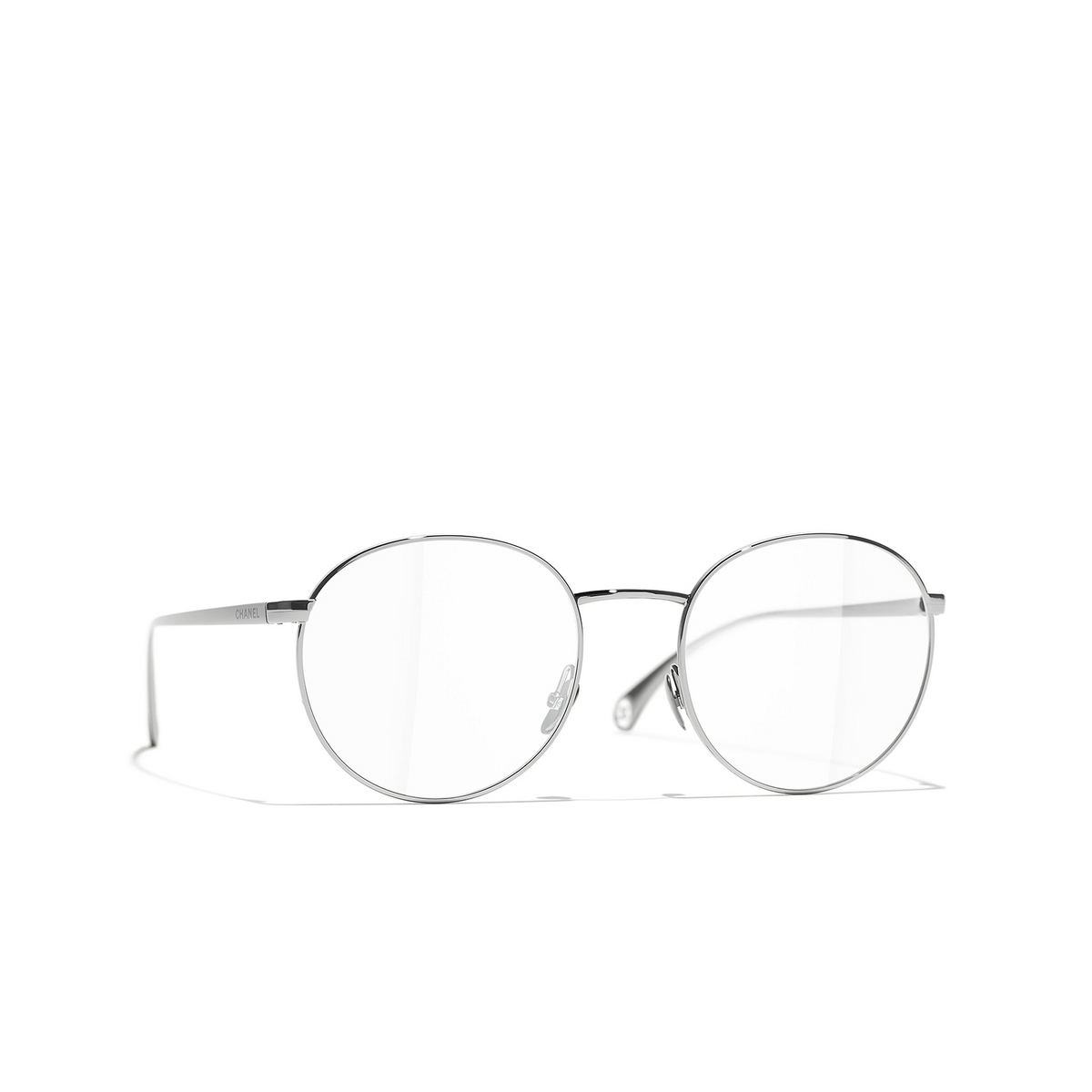 CHANEL oval Eyeglasses C108 Dark Silver - three-quarters view