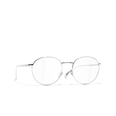 CHANEL oval Eyeglasses C124 silver - three-quarters view