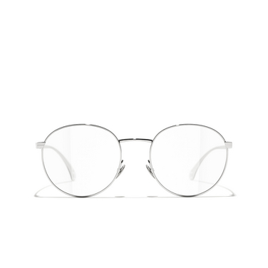 CHANEL oval Eyeglasses C124 silver - front view