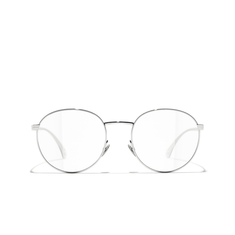 CHANEL oval Eyeglasses C124 silver