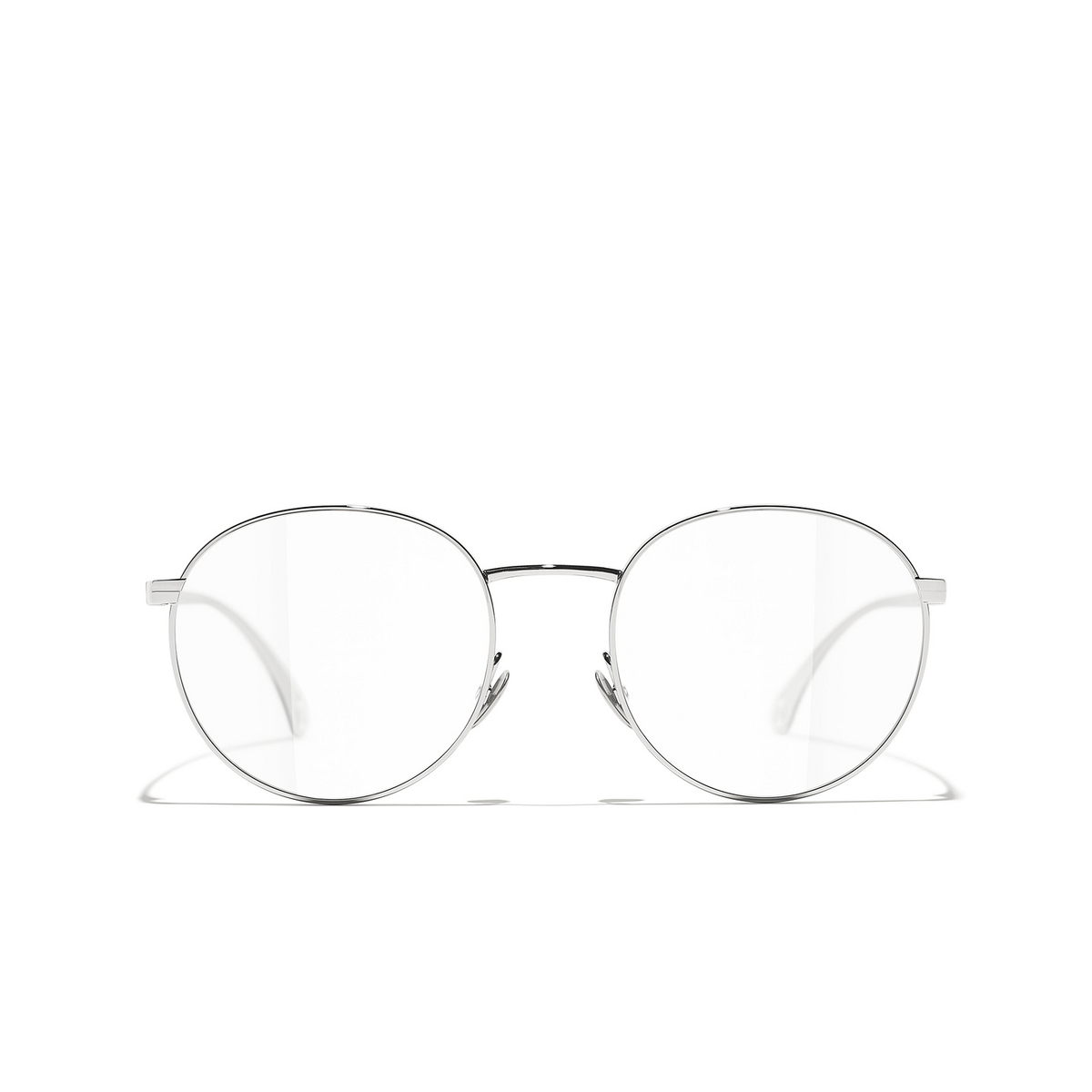 CHANEL oval Eyeglasses C124 Silver - front view