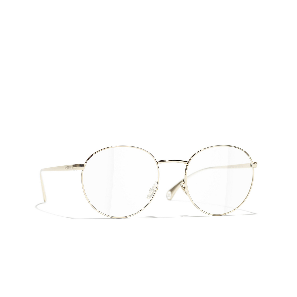 CHANEL oval Eyeglasses C395 Gold - three-quarters view