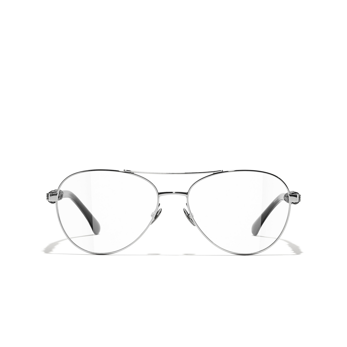 CHANEL pilot Eyeglasses C108 Dark Silver & Black - front view