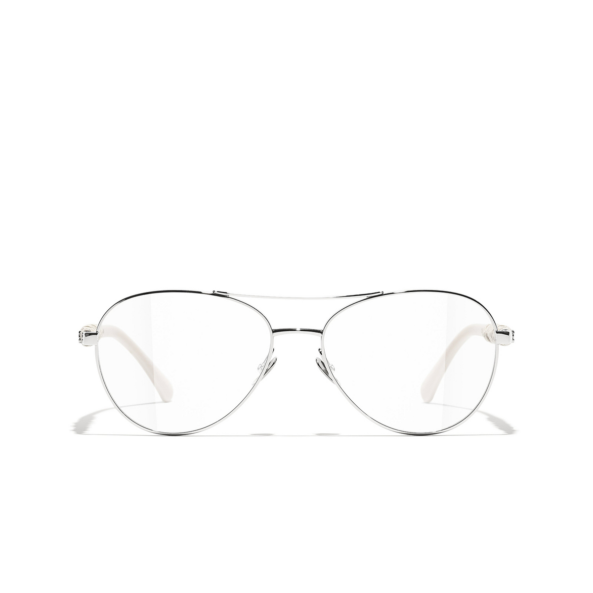 CHANEL pilot Eyeglasses C262 Silver & White - front view