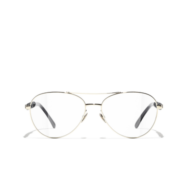 CHANEL pilot Eyeglasses C395 gold & black - front view
