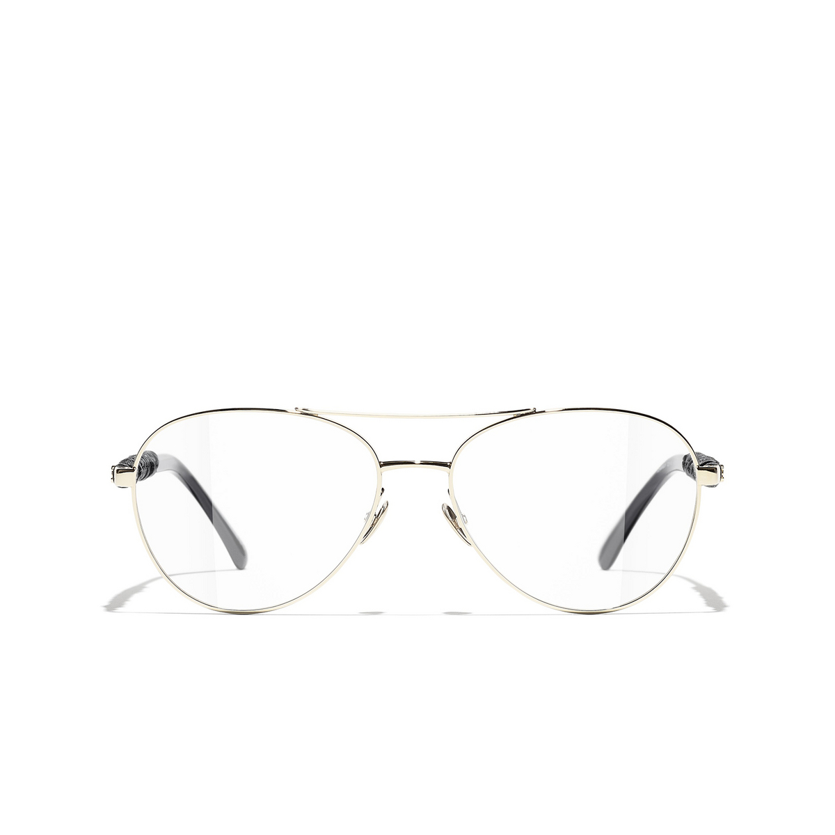 CHANEL pilot Eyeglasses C395 Gold & Black - front view