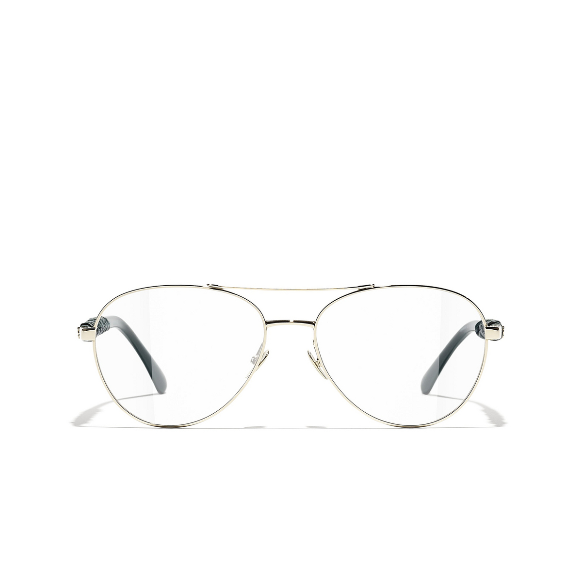 CHANEL pilot Eyeglasses C468 Gold & Green - front view