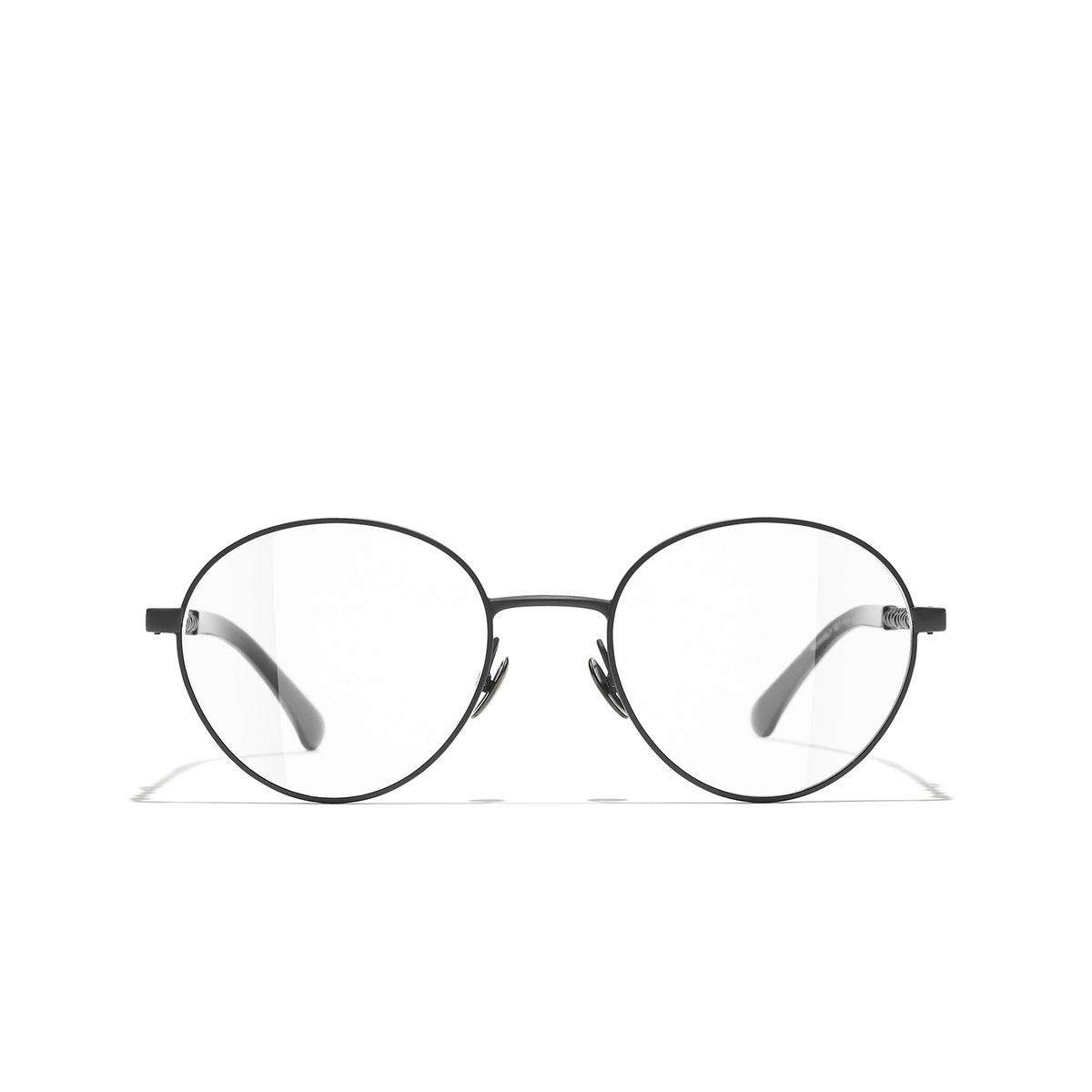 CHANEL round Eyeglasses C101 Black - front view