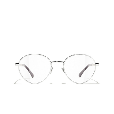 CHANEL round Eyeglasses C147 silver & burgundy - front view