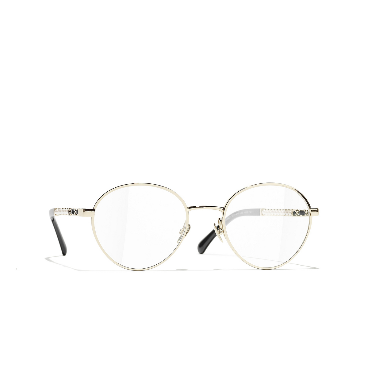 CHANEL round Eyeglasses C395 Gold & Black - three-quarters view