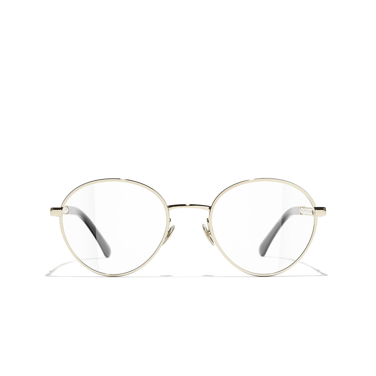 CHANEL round Eyeglasses C395 Gold & Black - front view