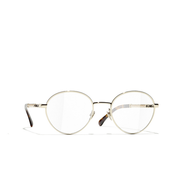 CHANEL round Eyeglasses c422 gold & dark tortoise - three-quarters view
