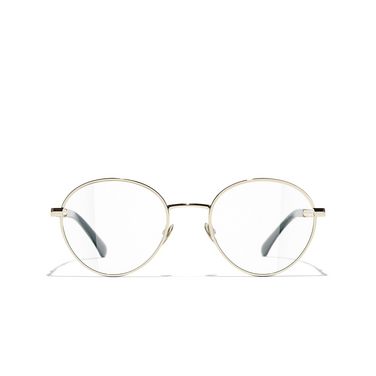 CHANEL round Eyeglasses c468 gold & green - front view