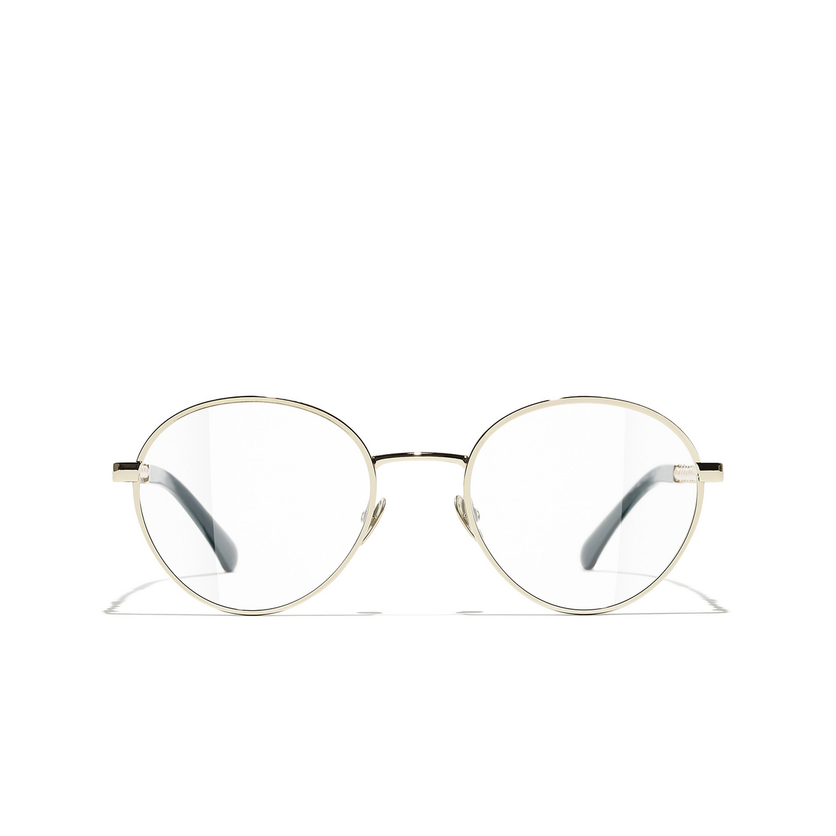 CHANEL round Eyeglasses C468 Gold & Green - front view