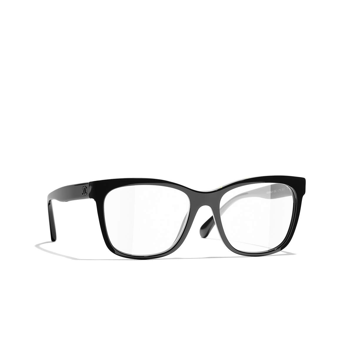 CHANEL square Eyeglasses 1712 Black & Yellow - three-quarters view