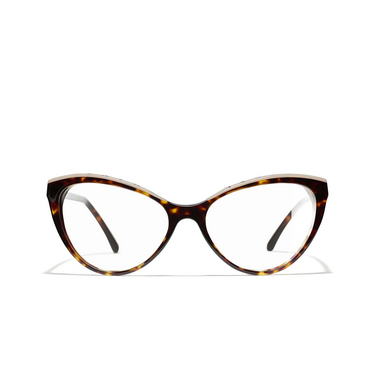 CHANEL cateye Eyeglasses 1682 dark tortoise & beige - front view